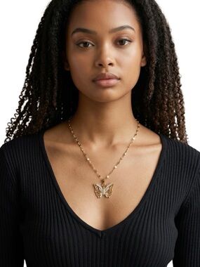 STAX 💦Waterproof💦 Gold Butterfly Necklace CZ Pendant Layering Chain